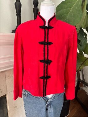 Retro Ront Vintage | Jackets & Coats | Red Mandarin Collar Womens Jacket With ...